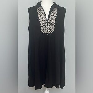 NWT Banana Republic Women’s Black Embroidered Linen Blend‎ Sleeveless Dress Sz M